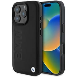 Étui pour iPhone 16 Pro Max - CG MOBILE - BMW - Cuir naturel noir - Collection Leather Hot Stamp - Coque rigide