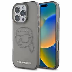 Coque Téléphone - Karl Lagerfeld - iPhone 16 Pro Max - Noir - Strass - Élégante