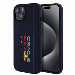 Coque pour iPhone 15 - Red Bull Racing Silicone Oversize Vertical Logo MagSafe (RBHMP15S24SIOLRV) - Marine