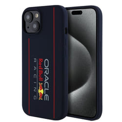 Coque pour iPhone 15 - Red Bull Racing Silicone Oversize Vertical Logo MagSafe (RBHMP15S24SIOLRV) - Marine