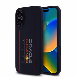 Coque pour iPhone 16 - Red Bull Racing Silicone Oversize Logo Vertical MagSafe (RBHMP16S24SIOLRV) - Marine