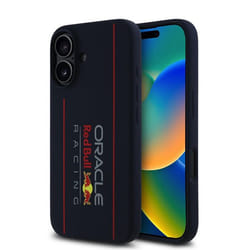 Coque pour iPhone 16 - Red Bull Racing Silicone Oversize Logo Vertical MagSafe (RBHMP16S24SIOLRV) - Marine
