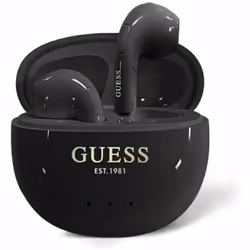 Écouteurs Bluetooth TWS Guess effet brillant avec logo classique imprimé en forme dœuf et étui de chargement (noir)