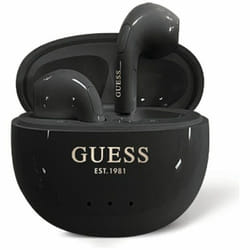 Écouteurs Bluetooth TWS Guess effet brillant avec logo classique imprimé en forme dœuf et étui de chargement (noir)