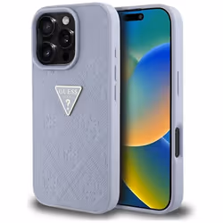 Coque pour iPhone 16 Pro Max (violet) Guess Hot Stamp 4G motif Triangle Logo en métal