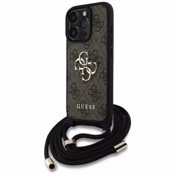 Coque pour iPhone 16 Pro - Guess Hardcase 4G Big Logo avec dragonne (GUHCP16LP4GMGCRW) - Marron
