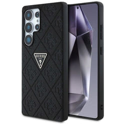 Coque Guess Hot Stamp 4G avec logo triangulaire en métal pour Samsung Galaxy S25 Ultra (noir)