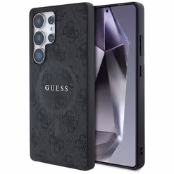Guess - GUHMS25LG4GFRK - Leather 4G Colored Ring Classic Logo MagSafe Case Samsung Galaxy S25 Ultra noir