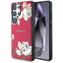 Coque Guess à imprimé floral grainé MagSafe pour Samsung Galaxy S25 Ultra (fuchsia)