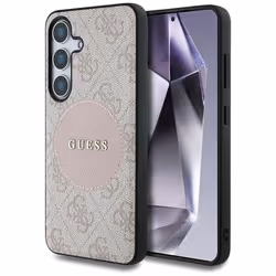Coque Guess 4G Round Patch Classic Logo MagSafe pour Samsung Galaxy S25+ (rose)
