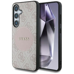 Coque Guess 4G Round Patch Classic Logo MagSafe pour Samsung Galaxy S25+ (rose)