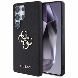 Guess - GUHCS25LPGT4MBK - Coque Grained Big 4G Logo Small Classic Logo pour Samsung Galaxy S25 Ultra noir