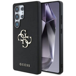 Guess - GUHCS25LPGT4MBK - Coque Grained Big 4G Logo Small Classic Logo pour Samsung Galaxy S25 Ultra noir