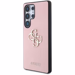 Guess PU Grained 4G Metal Logo Back Cover pour Samsung Galaxy S25 Ultra Pink