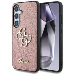 Coque Guess Fixed Glitter Big 4G Metal Logo pour Samsung Galaxy S25 (rose)