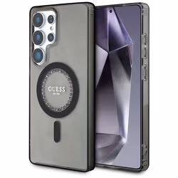 Coque Guess avec logo imprimé strass et MagSafe pour Samsung Galaxy S25 Ultra (noir)