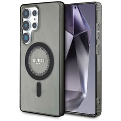 Coque Guess avec logo imprimé strass et MagSafe pour Samsung Galaxy S25 Ultra (noir)
