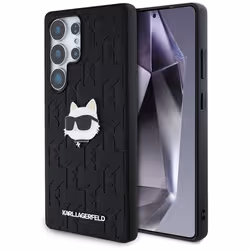Coque en cuir Karl Lagerfeld avec logo monogramme et tête de choupette pour Samsung Galaxy S25 Ultra (noir)