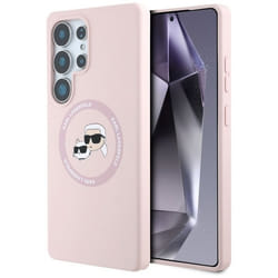 Coque Téléphone - KARL LAGERFELD - Samsung Galaxy S25 Ultra - Silicone Souple - Rose - Design Élégant