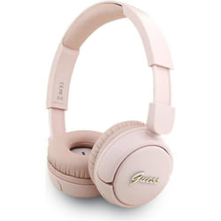 Casque sans fil Guess Script avec logo métal sur loreille – Rose casque Bluetooth avec micro intégré son clair – GUBHV6SCP