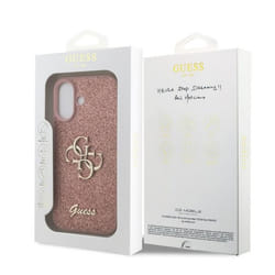 Guess PU Fixed Glitter Big 4G Metal Logo Case for iPhone 17 6.3 Pink - GUHCP17SHG4SGP