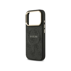 Guess PU Leather 4G Gold Frame Case with MagSafe for iPhone 17 Pro 6.3 Black -GUHMP17LP4MSEGCK