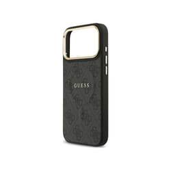 Guess PU Leather 4G Gold Frame Case with MagSafe for iPhone 17 Pro Max 6.9 Black - GUHMP17XP4MSEGCK
