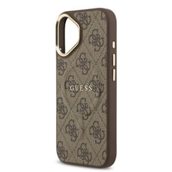Guess PU Leather 4G Gold Frame Case with MagSafe for iPhone 17 6.3 Brown - GUHMP17SP4MSEGCW