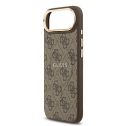 Guess PU Leather 4G Gold Frame Case with MagSafe for iPhone 17 Air 6.5 Brown - GUHMP17MP4MSEGCW