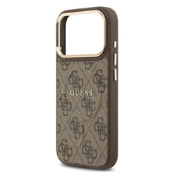 Guess PU Leather 4G Gold Frame Case with MagSafe for iPhone 17 Pro 6.3 Brown - GUHMP17LP4MSEGCW