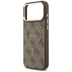 Guess PU Leather 4G Gold Frame Case with MagSafe for iPhone 17 Pro Max 6.9 Brown - GUHMP17XP4MSEGCW