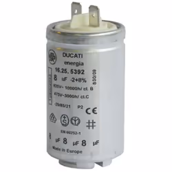 Condensateur 8MF 450V compatible pour Sèche-linge FAURE, ARTHUR MARTIN ELECTROLUX, ELECTROLUX, AEG, ZANUSSI, PROLINE 25002032 ...
