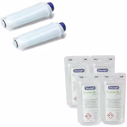 Lot de 2 filtres à eau et 2 détartrants pour Cafetière, Expresso DELONGHI 5513292811, 5513296011 Appareils compatibles : [CAF ...