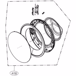 Hublot complet pour Lave-linge LG ADC74745512 Appareils compatibles : [MACHINE À LAVER, LAVE-LINGE LG: ] F14V34WHS, F84N24WH, ...