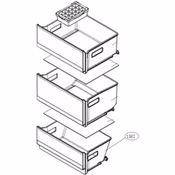 Tiroir inférieur (partie congélateur) pour Réfrigérateur, congélateur LG AJP75654406 Appareils compatibles : [FRIGO, RÉFRIGÉR ...