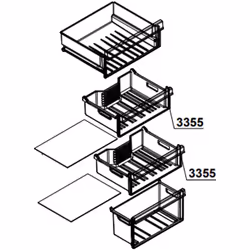Tiroir complet repère 3355 pour Réfrigérateur, congélateur BEKO Dimensions : 404X385X155 mm 4667330100 Appareils compatibles  ...