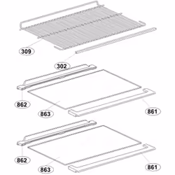 Clayette, étagère (repère 309) pour réfrigérateur, congélateur BEKO, FAR, LISTO, SELECLINE, ALTUS, ARDEM Dimensions : 460X288 ...