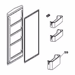 Balconnet bouteilles (repère 59) pour Réfrigérateur, congélateur CANDY Dimensions : 486X113X96 mm 49121752, 49126129 Appareil ...