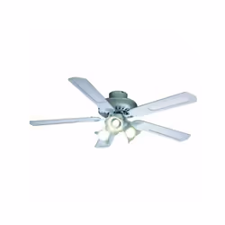 Ventilateur de Plafond - Plafonnier  réversible FARELEK BALEARES - Ø 132 cm, 5 pales blanches / cannées blanches + éclairage