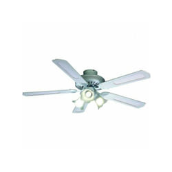 Ventilateur de Plafond - Plafonnier  réversible FARELEK BALEARES - Ø 132 cm, 5 pales blanches / cannées blanches + éclairage