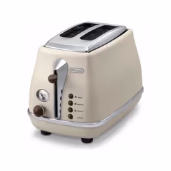 Le grille pain Delonghi Icona Vintage est un appareil puissant de 900 W avec 2 tranches et 6 positions de thermostat. Il disp ...