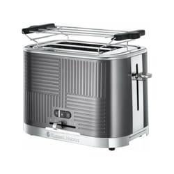 Grille Pain - Toaster Electrique - RUSSELL HOBBS - Geo Steel - Métal texturé - 1640 W - Fonctions Lift'n Look, réchauffage, décongélation