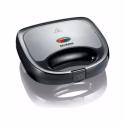 Cet appareil a croque-monsieur SEVERIN de couleur noire dispose d'une puissance de 600W. Les plaques de cuisson sont anti-adh ...