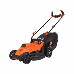 Cette tondeuse électrique compacte BLACK+DECKER de 1400W avec une poignée en guidon de vélo et une largeur de coupe de 34cm e ...