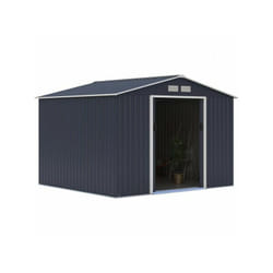 Abri de jardin en métal 7,06 m² - 277 x 255 x 202 cm - mercure - Kit d'ancrage inclus, 2 portes coulissantes - Gris