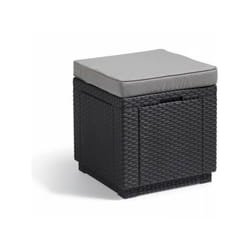 Allibert - Table-pouf de jardin Keter by keter - Cube avec coussin - Gris graphite - 47,1 l