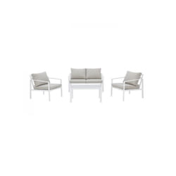 Salon de jardin avec structure en aluminium avec coussins - 4 personnes - Fira - Gris