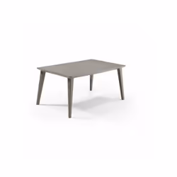Table de jardin rectangulaire de couleur cappuccino en résine, pouvant accueillir jusqu'a 6 personnes. Dimensions : 157x98x74 ...