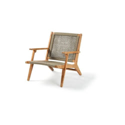 Transat Fauteuil de jardin bas en bois d'Acacia fsc et en corde - merida - Vert olive