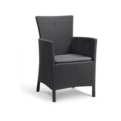 Fauteuil de jardin Allibert by keter - iowa - En résine imitation rotin tressé - Coloris : gris graphite - Avec coussin